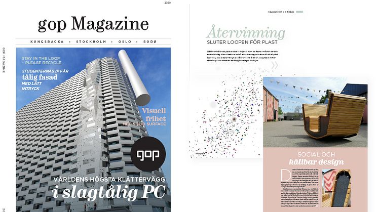 Skandinaviska materialleverantören gop inspirerar sina kunder och visar på vilka möjligheter som finns med företagets lösningar och material i nya numret av gop Magazine.