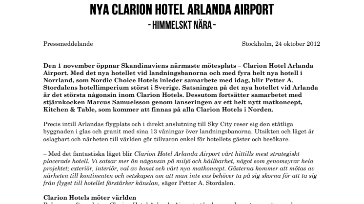 Nya Clarion Hotel Arlanda Airport - Himmelskt nära