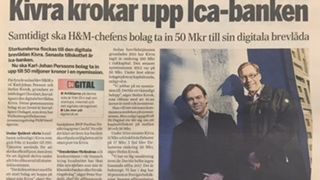 Dagens Industri: "Kivra krokar upp ICA Banken"
