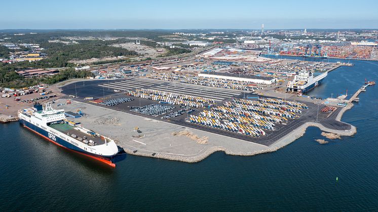 Den nya terminalen Arendal 2 är färdigställd och delvis redan tagen i bruk. Bild: Göteborgs Hamn.