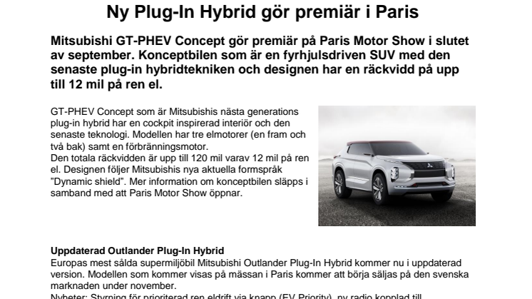 Ny Plug-In Hybrid gör premiär i Paris 