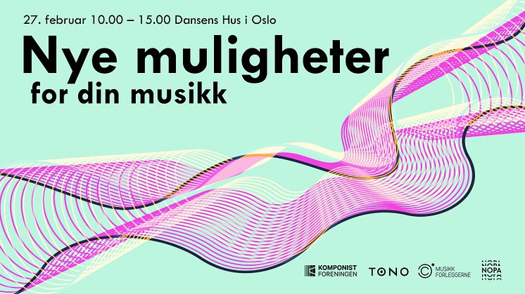 Nye muligheter for din musikk arrangeres av TONO, NOPA, Musikkforleggerne og Norsk Komponistforening i forbindelse med by:Larm. Seminaret er gratis, men krever påmelding.