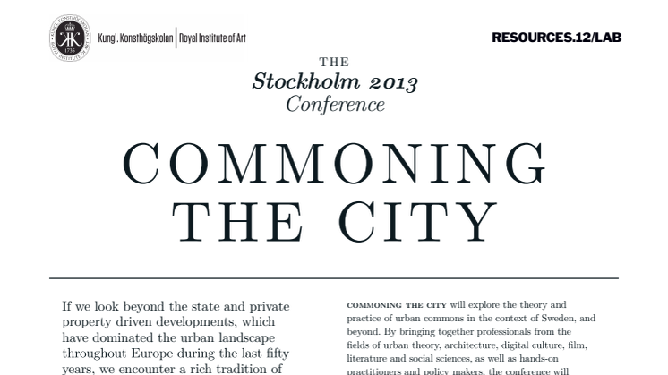 COMMONING THE CITY - konferens 2013
