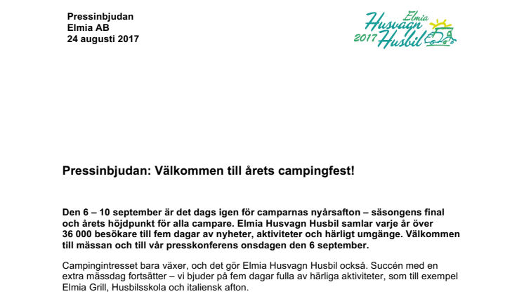 Pressinbjudan: Välkommen till årets campingfest!