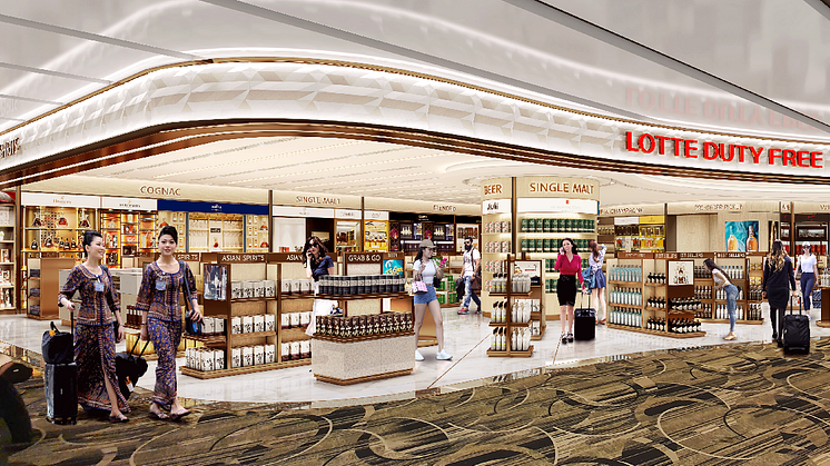 Artist’s impression of a Lotte store in the Changi Airport Arrival Hall