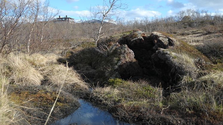 Tinande permafrost i Abisko förändrar landskapet. Foto: Sylvain Monteux