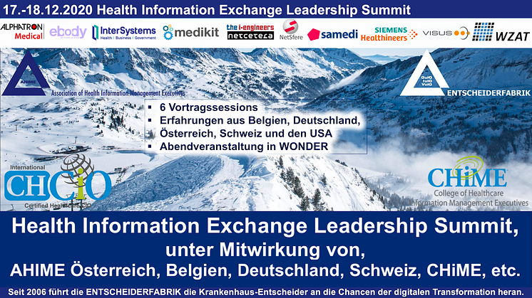HEUTE - "HIE Leadership Summit" im Zeichen von KHZG, DVPMG, etc. - melden Sie sich für den digitale Live Stream an!