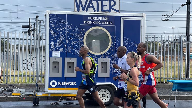 Bluewater refill stations were on hand to help Cape Town Marathon elite and social runners stay properly hydrated, vital for performance even when the weather is wet and chilly