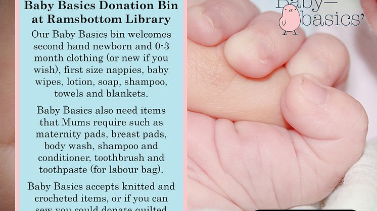 Baby Basics donations at Ramsbottom Library