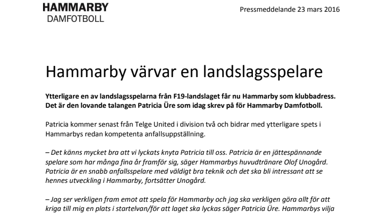 Hammarby värvar en landslagsspelare