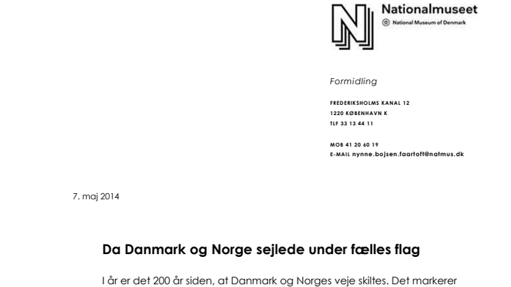 Da Danmark og Norge sejlede under fælles flag