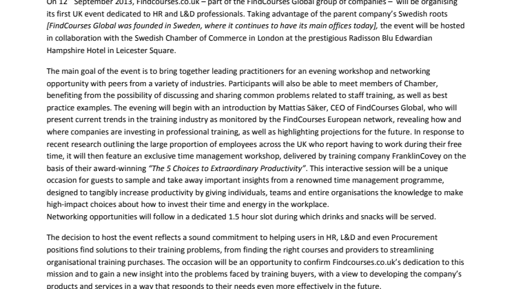 Findcourses.co.uk hosts exclusive networking event for HR and L&D professionals