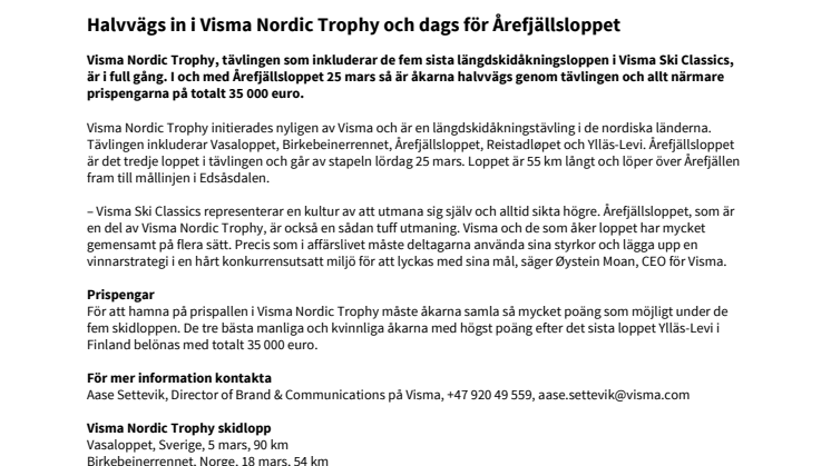 Halvvägs in i Visma Nordic Trophy och dags för Årefjällsloppet