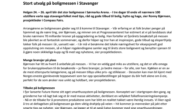 Stort utvalg på boligmessen i Stavanger