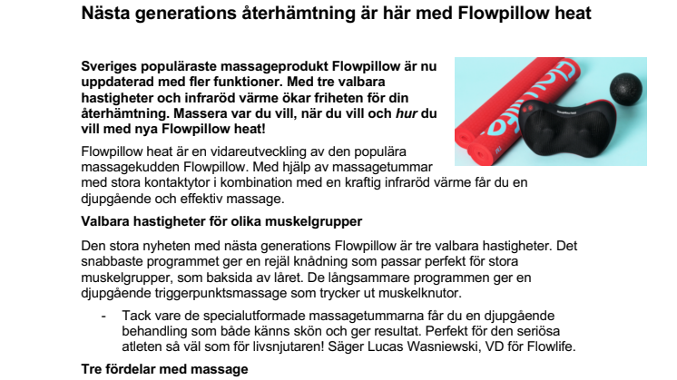 Nästa generations återhämtning är här med Flowpillow heat