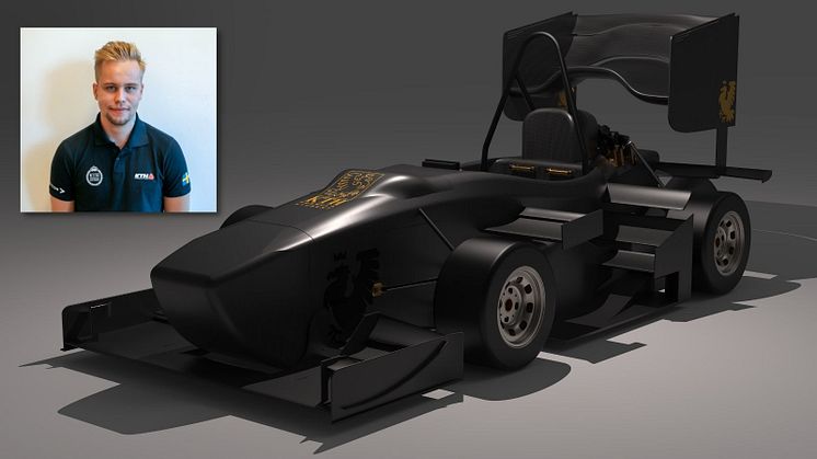 Robin Wikström och KTH Formula Students autonom elbil kallad DeV17