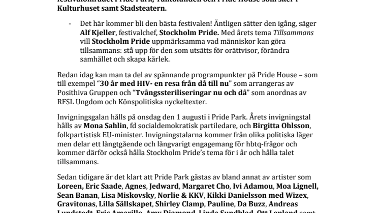 Stockholm Pride 2012 är nu officiellt invigt!