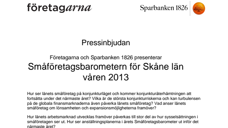 Småföretagsbarometern Skåne våren 2013