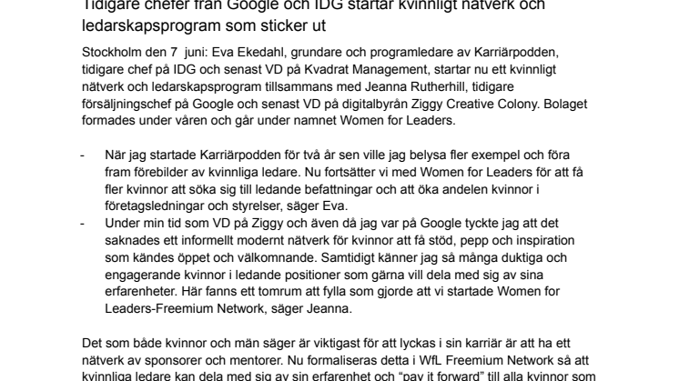 Women for Leaders grundarna gör exklusiv specialpodd i Almedalen