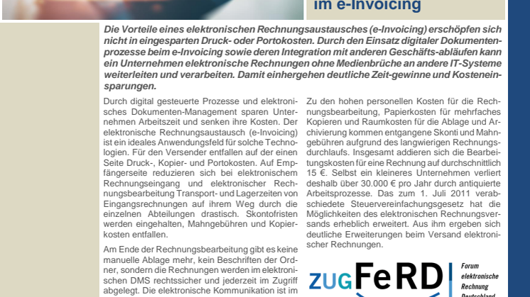 E-Invoicing in Kürze - Lorenz Orga veröffentlicht Fachinformation