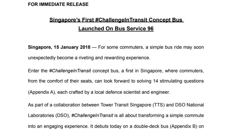 Singapore’s First #ChallengeInTransit Concept Bus Launched On Bus Service 96