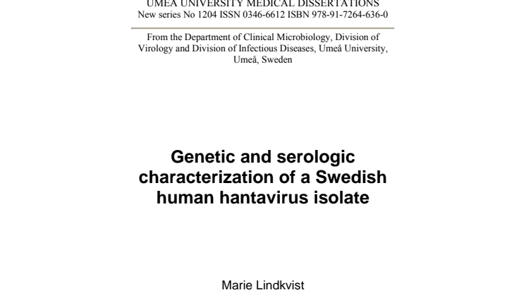 Genetic and serologic characterization of a Swedish human hantavirus isolate