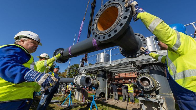 Neue Rohrleitung in der Gasübernahmestation. Foto: SH Netz