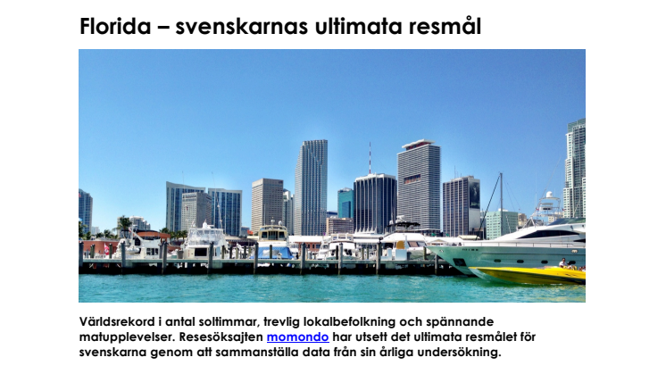 Florida – svenskarnas ultimata resmål 