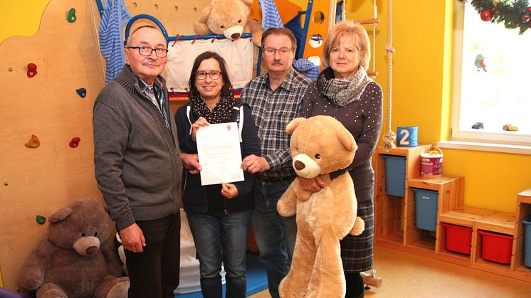 Benno Müller Stellv. BM Rostz), Kerstin Stadler (Kinderhospz Brenherz, Andreas Gnther Vors.Heimatveren Rositz), Marion Möller (KCR)