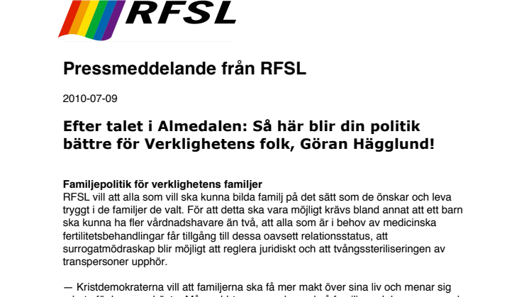 Efter talet i Almedalen: Så här blir din politik bättre för Verklighetens folk, Göran Hägglund!