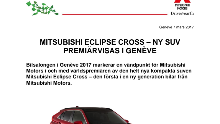 Mitsubishi Eclipse Cross – ny SUV - premiärvisas i Genève 
