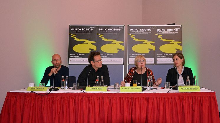 Pressekonferenz zur euro-scene Leipzig (v.l.n.r. René Reinhardt, Christian Watty, Ann-Elisabeth Wolff & Dr. Skadi Jennicke)