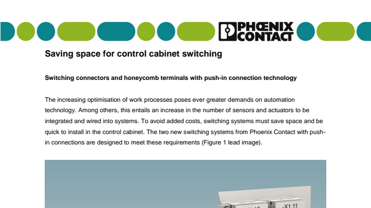 Switching connectors and honeycomb terminals with push-in connection technology