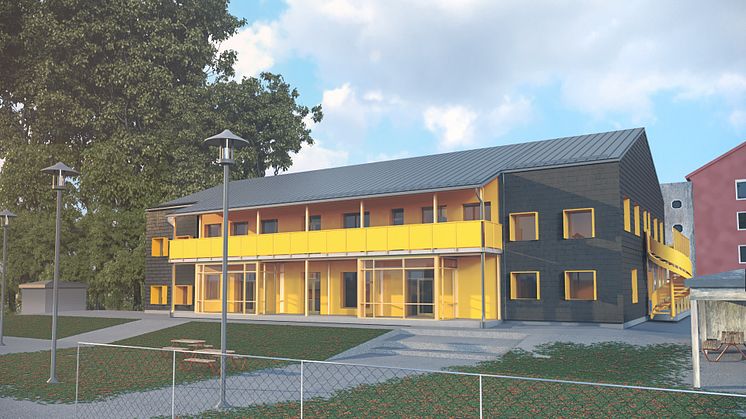 Passivhusförskolan Humlan är byggd i två plan. Foto: Niras arkitekter.