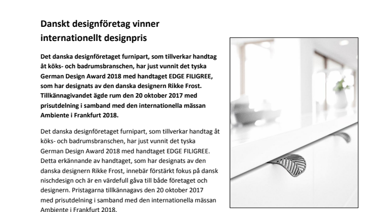 Danskt designföretag vinner internationellt designpris