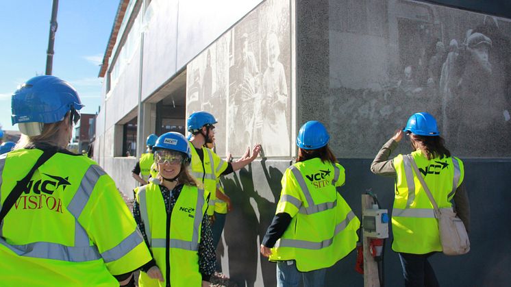 Grafiska betongen på Sörmlands museums nya hus.