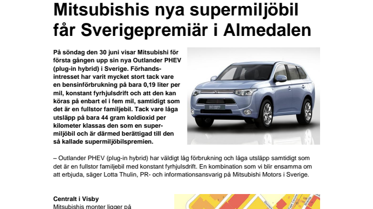 Mitsubishis nya supermiljöbil får Sverigepremiär i Almedalen