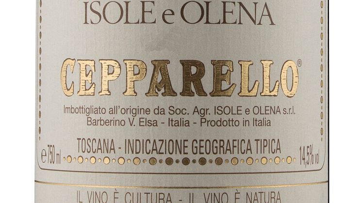 Exklusiv lansering 2 okt av 180 flaskor Cepparello 2011, SB 92001, 459 kr 