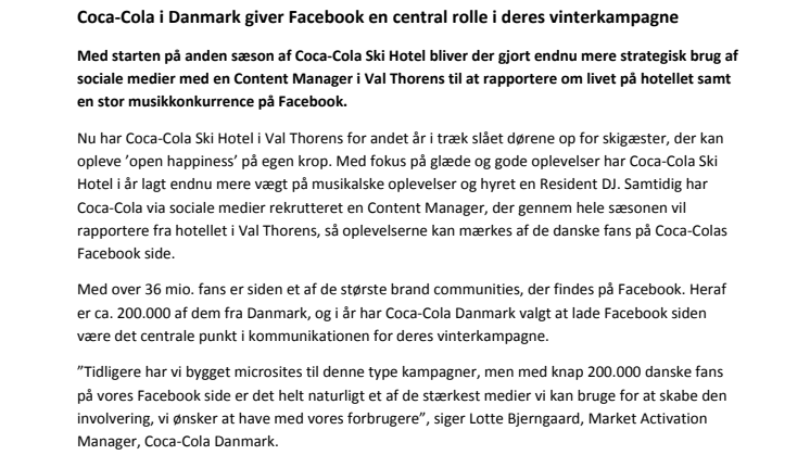 Coca-Cola i Danmark giver Facebook en central rolle i deres vinterkampagne