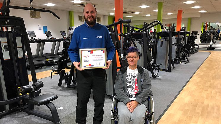 Bury Leisure Gym Instructor, Stephen Yates with  Sharon Holding at Castle Leisure Centre gym