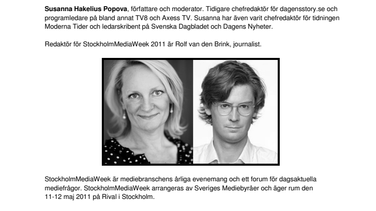 Programledarduon som leder StockholmMediaWeek 2011
