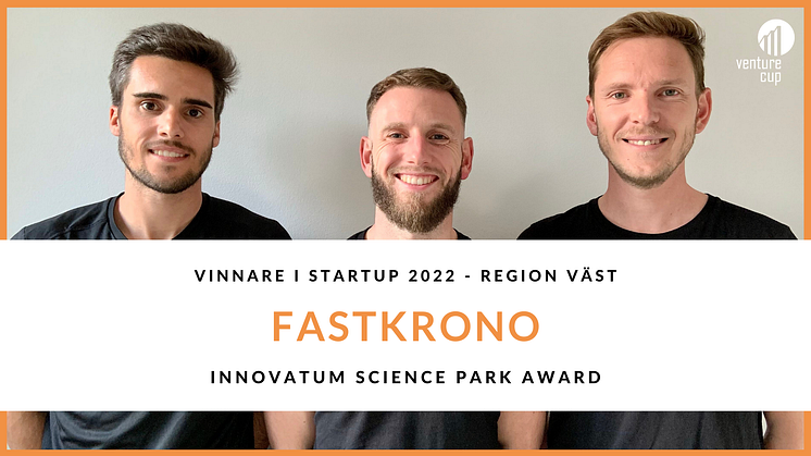 Teamet bakom FastKrono som prisades för sin affärsidé i Venture Cup västs regionfinal 2022.