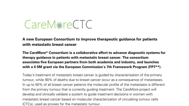 A new European Consortium to improve therapeutic guidance for patients with metastatic breast cancer