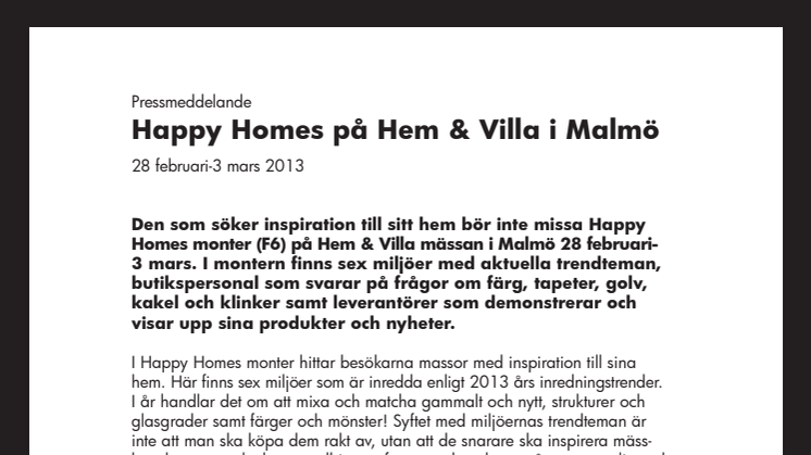 Happy Homes på Hem & Villa i Malmö