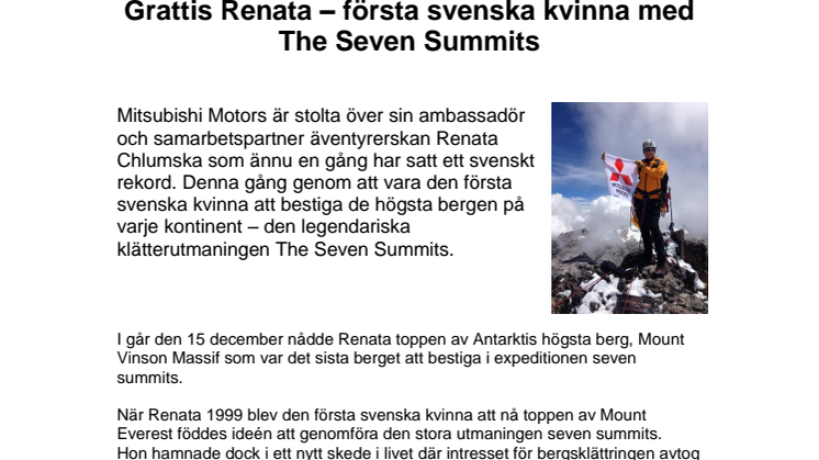 Grattis Renata - första svenska kvinna med The Seven Summits