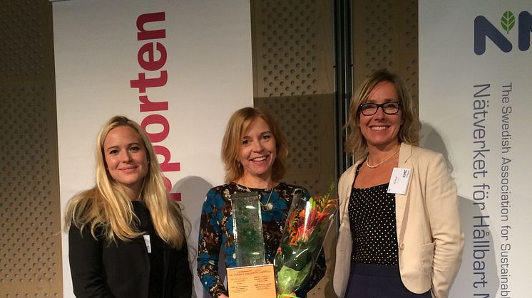 Karin Bodin får utmärkelsen Hållbart Ledarskap av Nätverket för Hållbart Näringsliv