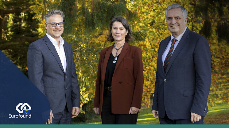 Jan Kouwenberg, Chair of Eurofound’s Management Board (Left), with Maria Jepsen, Eurofound Deputy Director (Centre), and Ivailo Kalfin, Eurofound Executive Director (Right). Image: © Conor Healy / Picture It Photography/Eurofound 2021