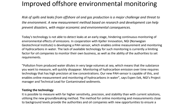 Improved offshore environmental monitoring