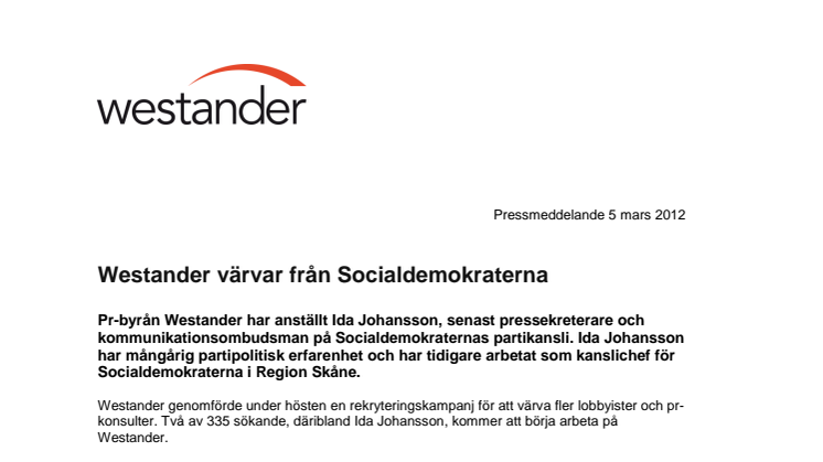 Westander värvar från Socialdemokraterna