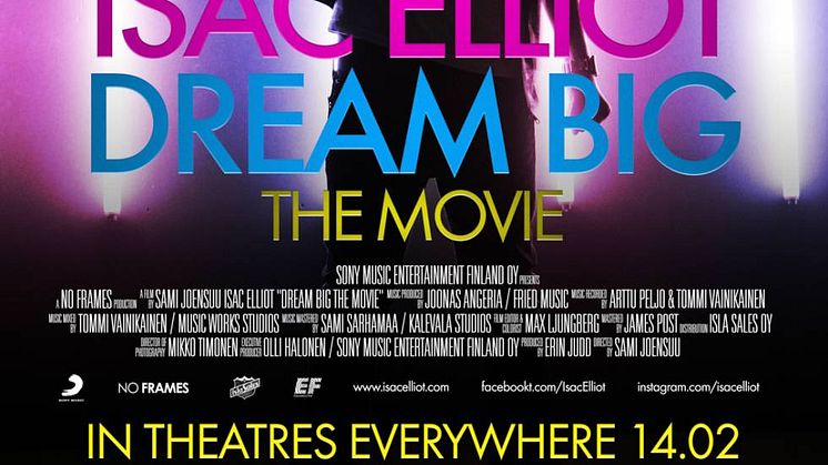 "Isac Elliot - Dream Big - The Movie" vises i 28 norske byer
